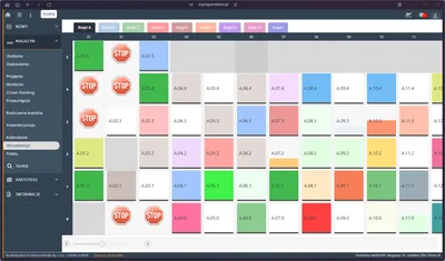Studio WMS.net - interaktywna mapa magazynu z układem regałów, lokalizacjami i stanami zapasów